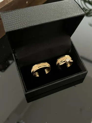 Par de alianças com anel ouro 18k
