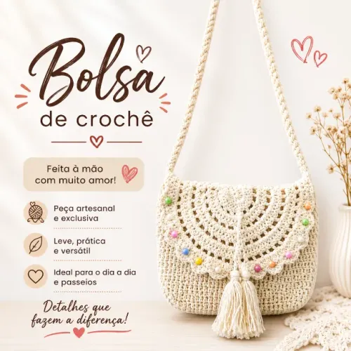 Bolsa de crochê artesanal. Leia a descrição.