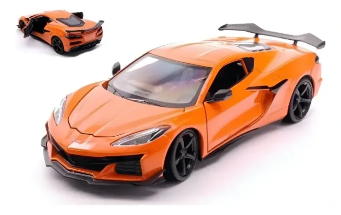 Chevrolet Corvette Z06 2023 1:24 Welly Laranja Miniatura carrinho de brinquedo