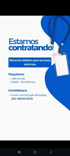 Motorista mulher para serviços externos 