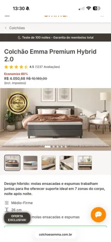 COLCHÃO EMMA QUEEN PREMIUM HYBRID 2.0 ? OPORTUNIDADE! ?