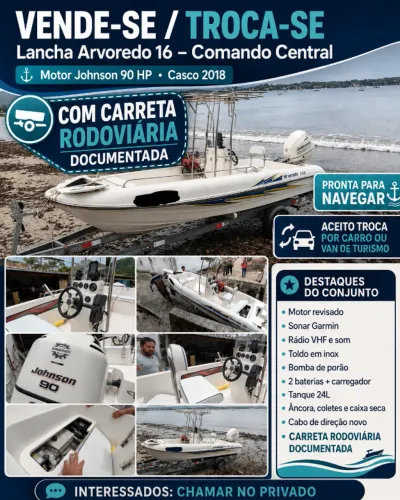 VENDE-SE / TROCA-SE - Lancha Arvoredo 16 pés