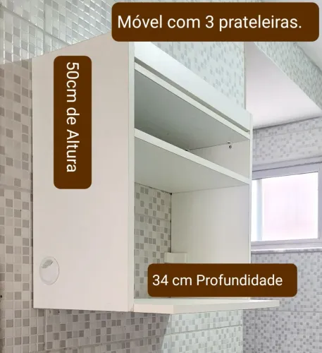 Móvel para micro-ondas em MDF Branco.