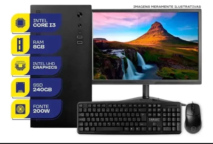 PC i3 8400, 8GB rDDR4, SSD 240GB, Monitor 19" Completo, lacrado