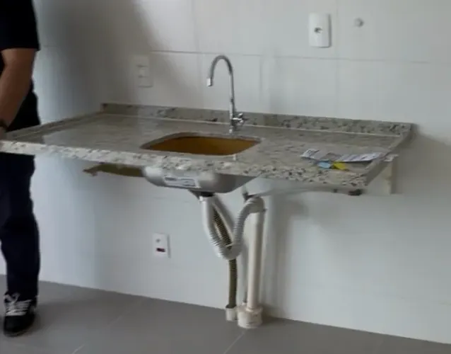 Pia granito cozinha com cuba