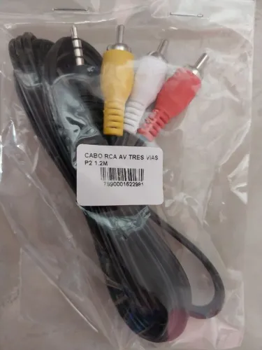 Cabo P2 Stéreo com 3 vias RCA de 1.20m(novo)