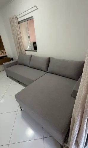 Sofá na cor grafite (com cheise)