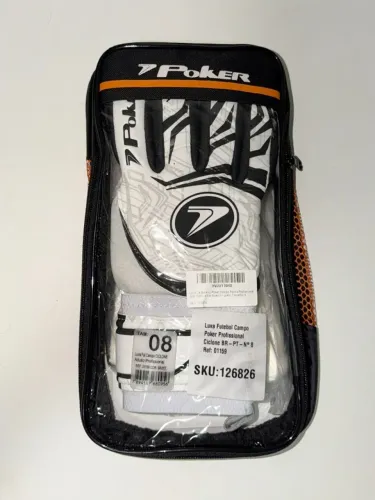 Luva De Goleiro Poker Campo Palma Profissional Grip Ciclone Cor Branco-preto Tam 8