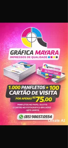 1.000 panfletos + 100 cartão de visita valor 75,00