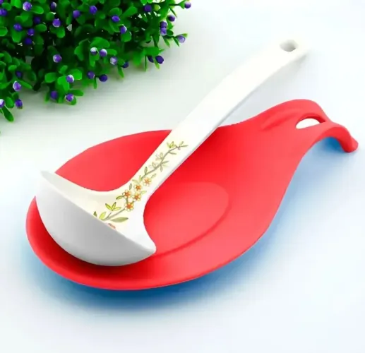 Kit 3 Descansos de Talheres Silicone Vermelho Oval Unyhome Cozinha.