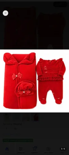 Saída maternidade vermelha - plush - bem quentinha - macacão, saco de dormir e touquinha