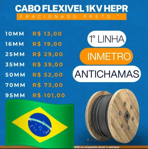 Cabo flexível HEPR 1kv várias bitolas