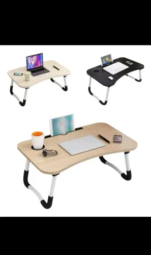 Mesa portátil dobrável multiuso com suporte para celular tablet etc e porta copo nova
