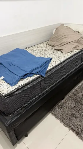 Cama box solteiro com auxiliar e colchao