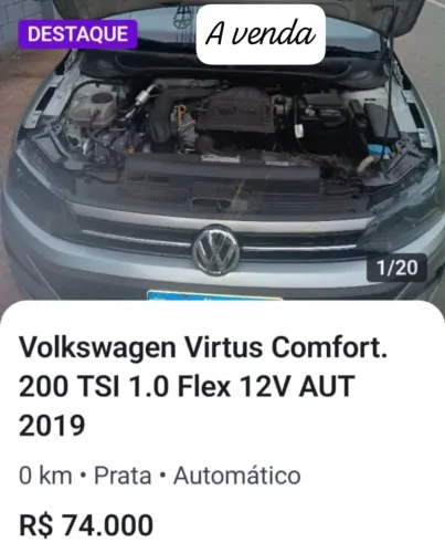 Volkswagen Virtus Comfort. 200 TSI 1.0 Flex 12V AUT 2019