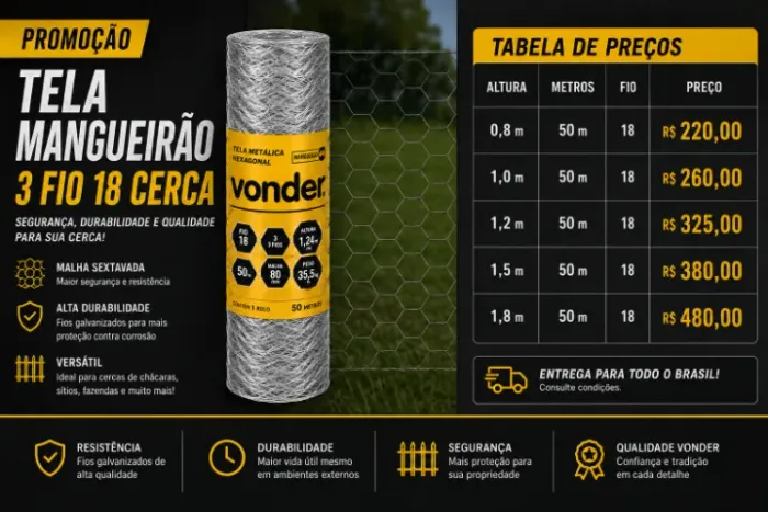Tela de Mangueirão Fio 18 Vonder