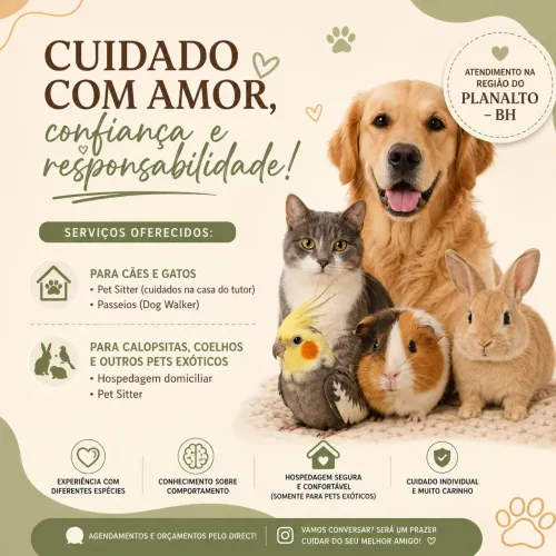 Serviços de dogwalker e pet sister 