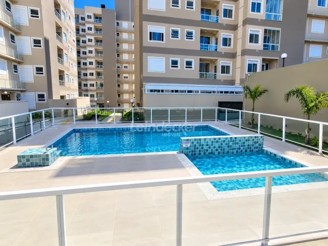 Apartamento de 02 dormitórios com suíte, churrasqueira e infraestrutura completa no Camaqu