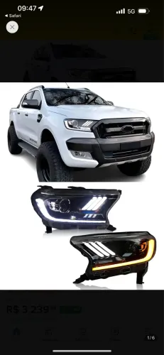 Par de farol Ranger Mustang 2017 a 2023
