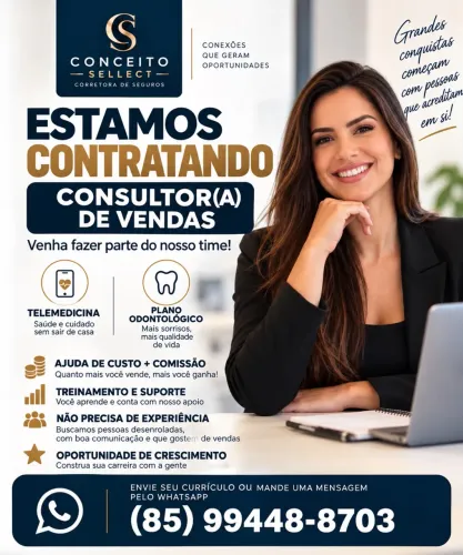Consultor de vendas NÃO EXIGE EXPERIÊNCIA