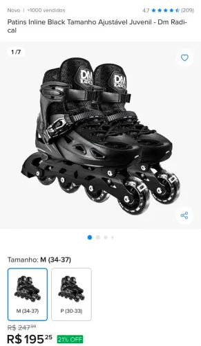 ? Patins 34 ao 37