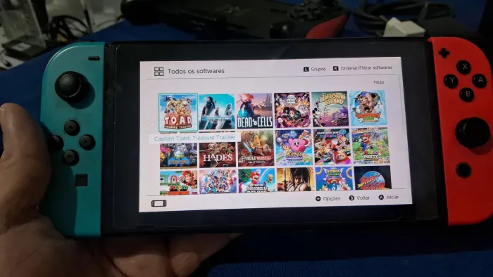 Nitendo switch v1 D.e.s.b.l.o.q.u.e.a.d.o + acessórios 