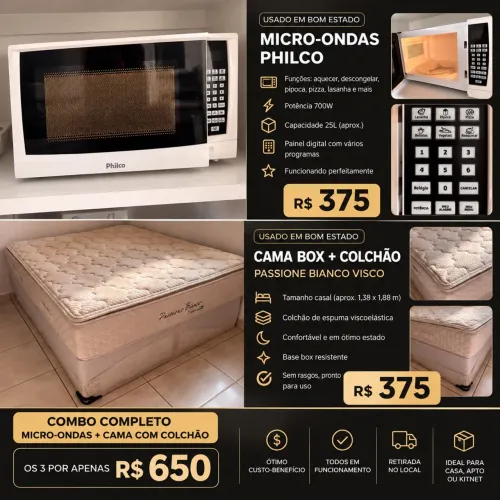 Microondas e cama colchão
