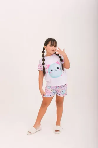 pijama infantil menina gatinha calor tam 8