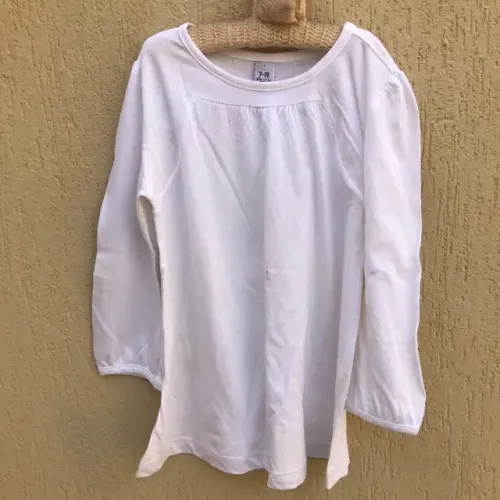 Blusa Clássica Branca Da Zara Kids Manga 7/8