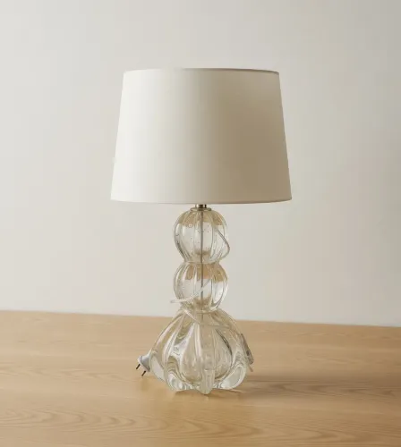 Par de Abajurs em Cristal Murano Bangkok - Quartzo Pérola Cristal  com pó de ouro/pérola 