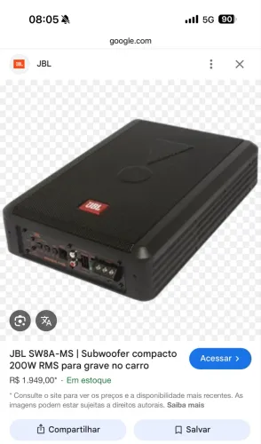 Vendo Caixa Sub JBL SW8A-MS