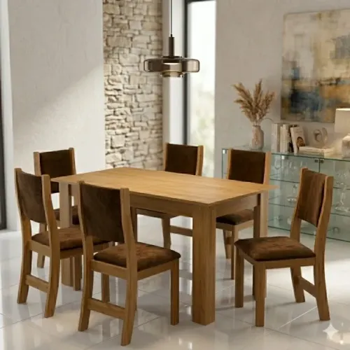 Mesa com 6 cadeiras bombom nova 