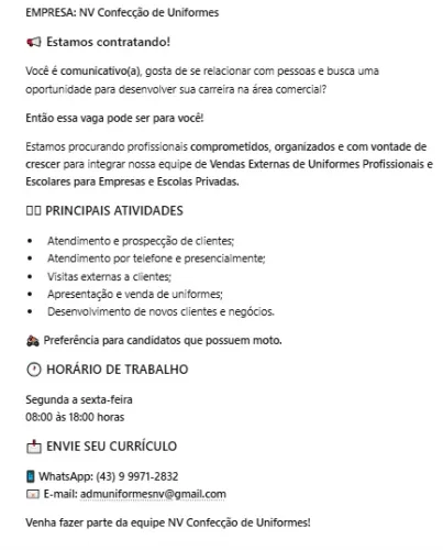 Estamos Contratando!!!