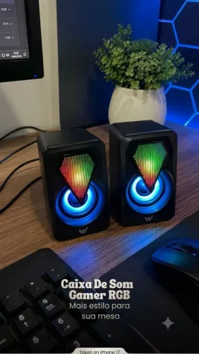 Caixinha de som para PC com LED RGB