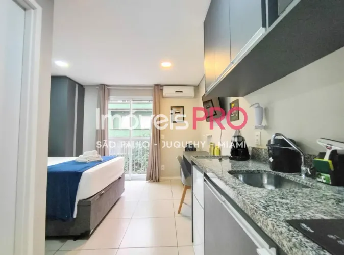 Bela Vista, studio pronto, decorado, equipado, com renda