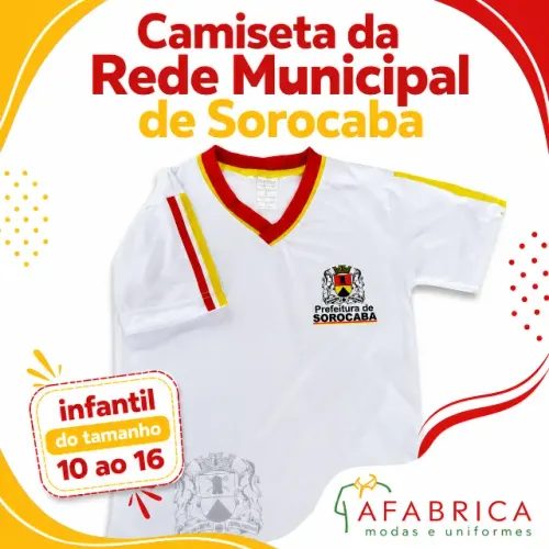 Camiseta CEI Uniforme da Rede Municipal de Ensino Sorocaba - Tamanho 10 ao 16