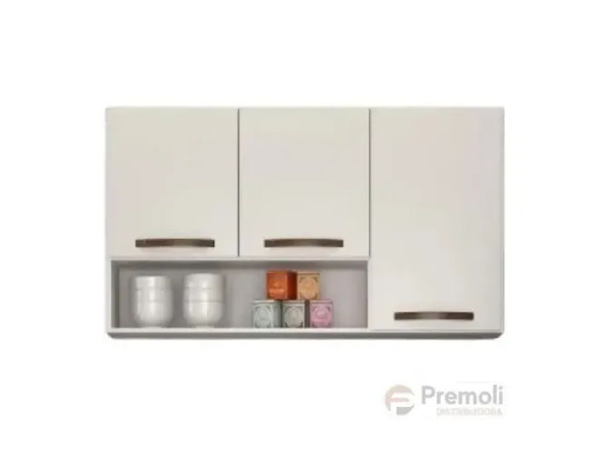 Aéreo Maisa Largura 118 cm 3 Portas Branco Acetinado- CHF Móveis