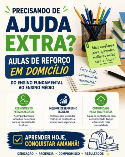 Reforço escolar / Aulas particulares / Concurso público / Trabalho escolares