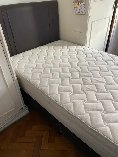 Cama box Ortobom completa (base + cabeceira + colchão novo)TAM Solteirão