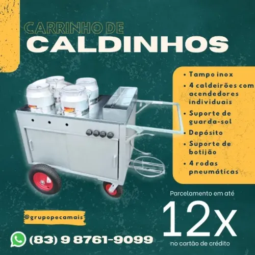 Carrinho de Caldinhos com 4 Caldeirões