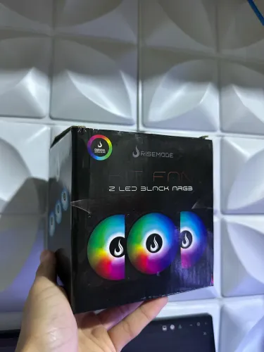 Kit 3 Fans Rise Mode Z Black ARGB 5V + Controle ARGB + Controladora
