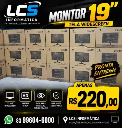 Monitor Novo 19' Polegadas HDMI VGA