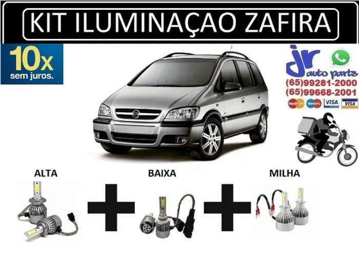 Kit Lampada Ultra LED (Alta/Baixa/Milha) Zafira 6000K 12V 24V