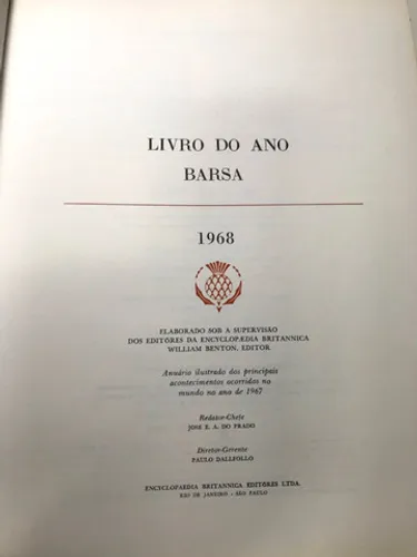 Livro Do Ano Barsa - Edição 1968 - Capa Dura