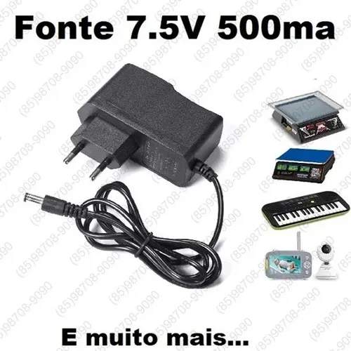 7,5v - 500ma Fonte de alimentação Eletrônica Bivolt 110~220