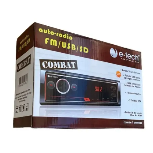 Radio Automotívo E-tech Combat Mp3 Usb Sd Fm Touch Screen