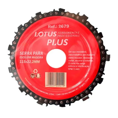 Disco com Corrente Esmerilhadeira para Madeira 115mm x 22,2mm Lotus 2679