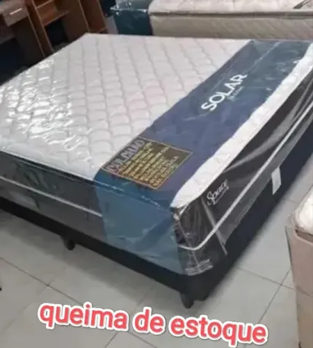 Cama box casal space molas ensacadas tecido veludo na lateral Confortável 