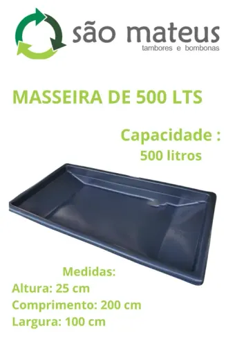 Masseira de 500 litros 2 metros x 1 metro