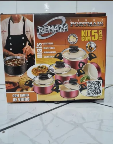 Jogo de panela antiaderente com tampa de vidro 